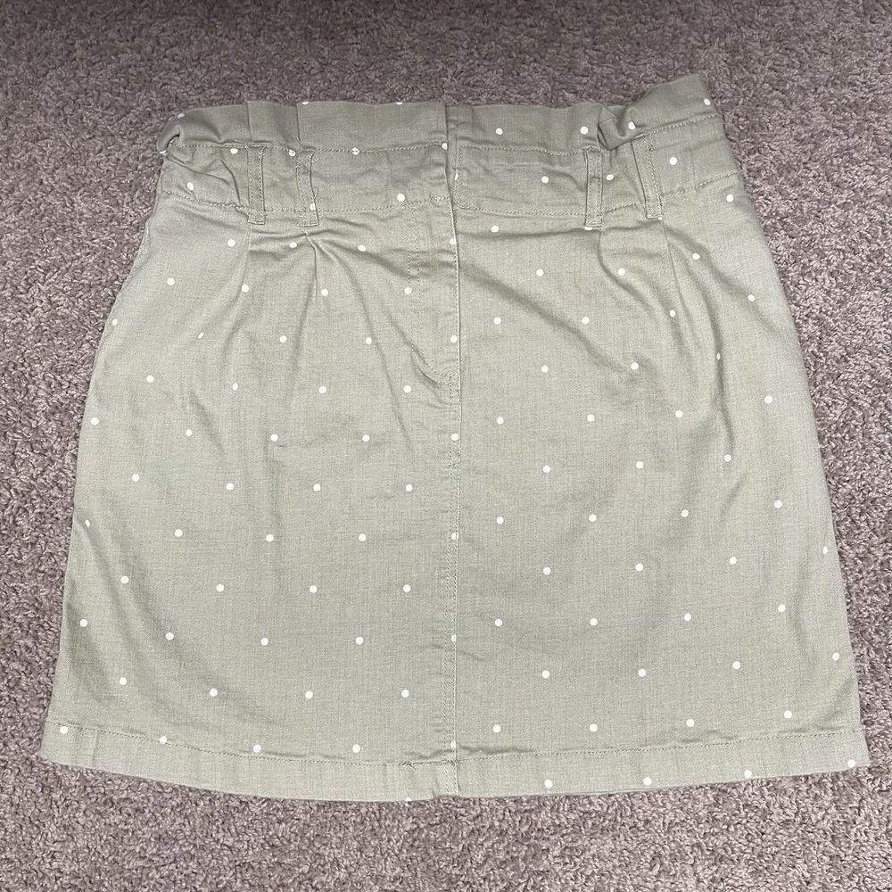 Blu‎ Pepper Polka Dot Paperbag Waist Large Mini Skirt Sage Green cottagecore